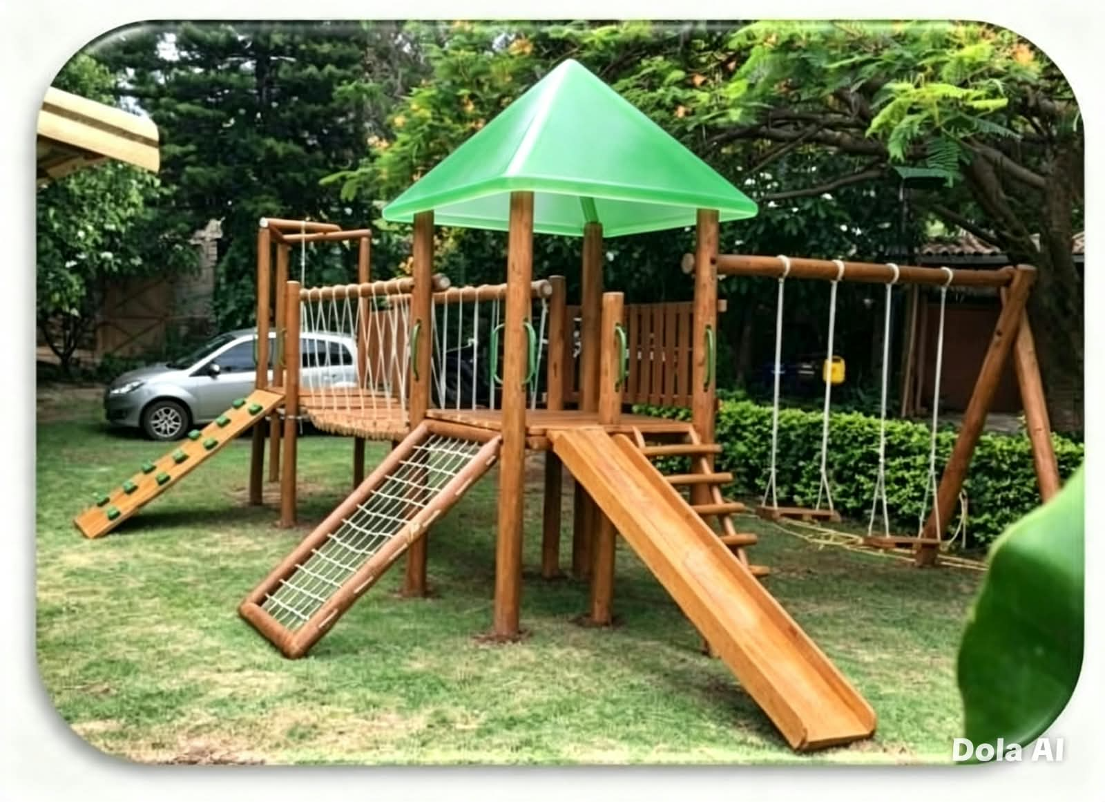 Casa de tarzan com teto fibra